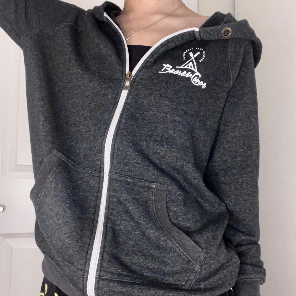 Beaver Canoe Roots Dark Grey Zip-Up Hoodie
